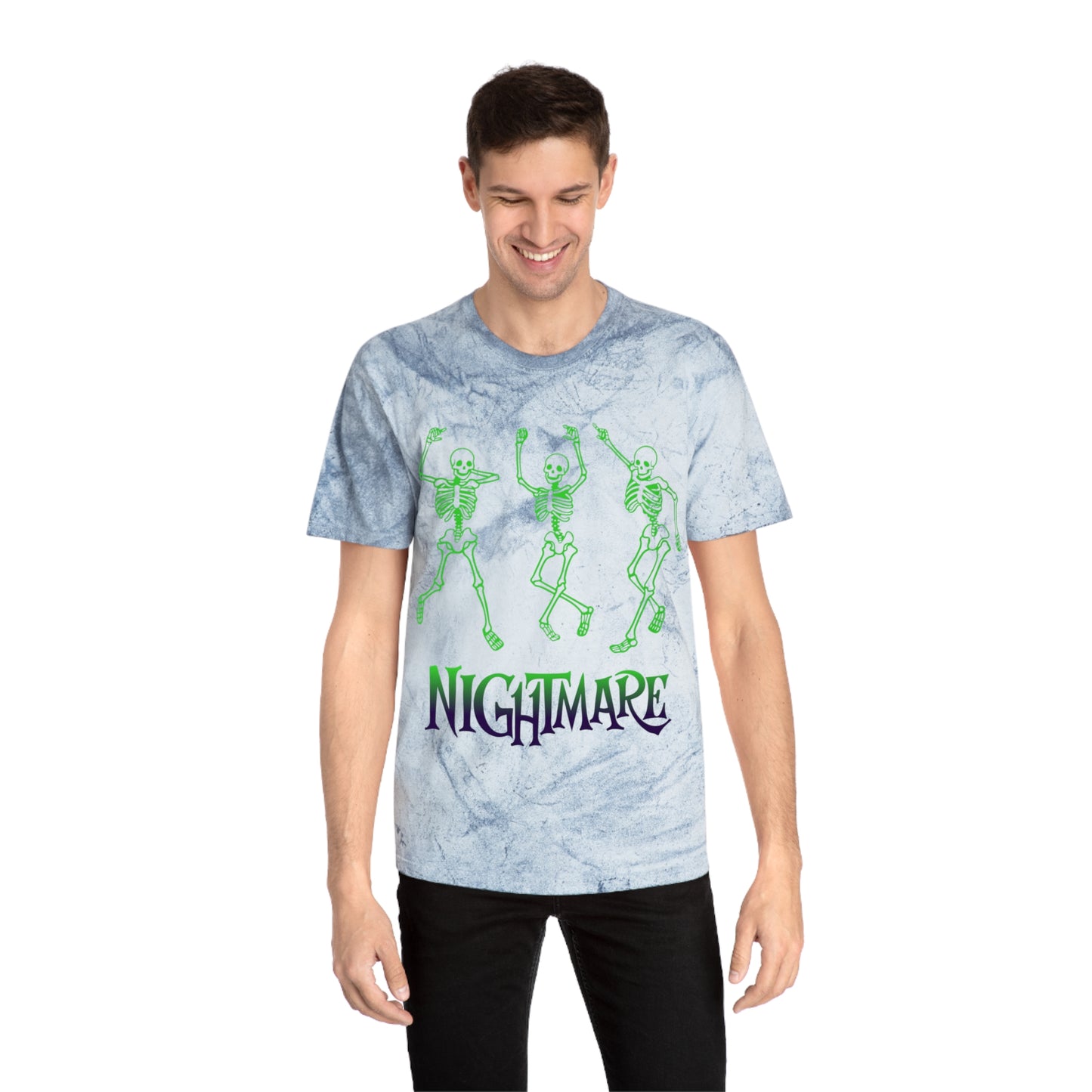 Unisex Skeleton Dance T-Shirt, Tie-Dye Tee, Halloween Apparel, Spooky Fashion, Casual Wear, Unique Gift
