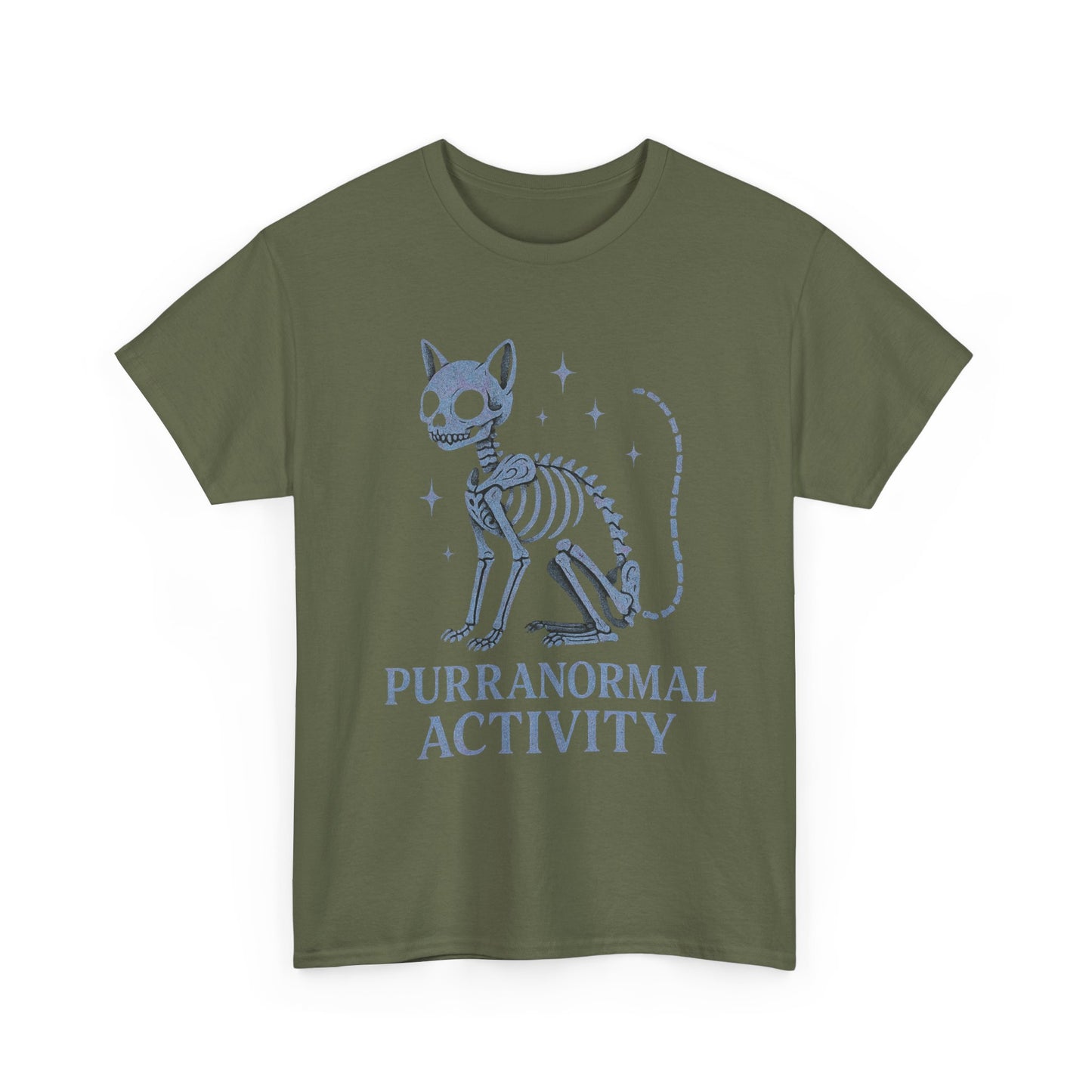 Purranormal Activity Cat Skeleton Tee, Unisex Halloween Shirt, Cute Cat Lover Gift, Spooky Graphic Tee, Casual Festive Wear