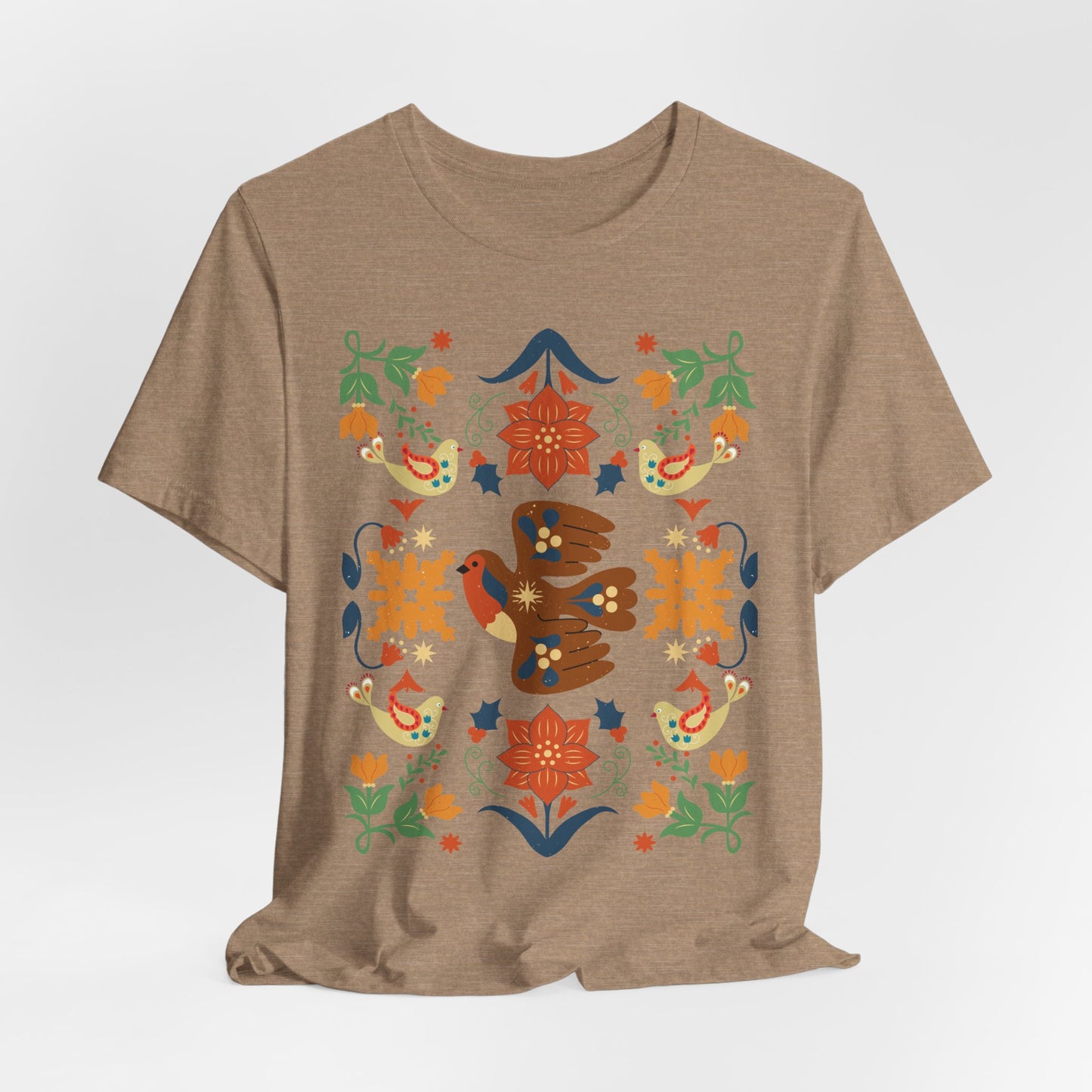 Bohemian Nature Tee: Botanical Bird Print | Vintage Earthy Aesthetic, Bohemian Style T-Shirt, Unique Gift for Any Occasion
