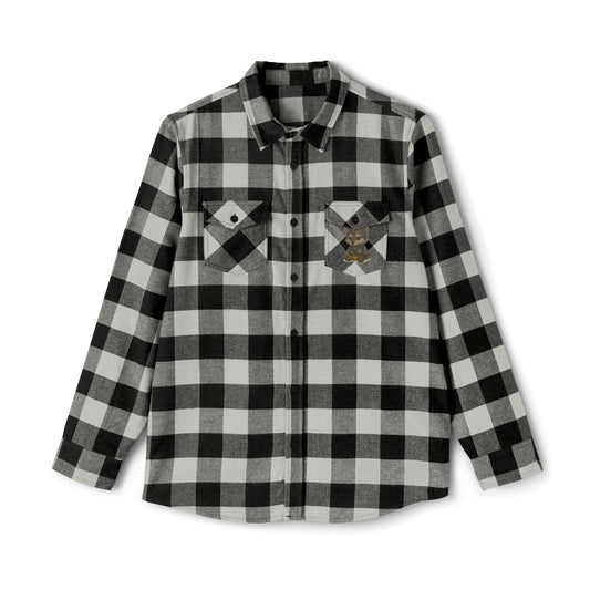Flannel Shirt with Punk Plush Wolf Design, Perfect for Fall, Layering Essential