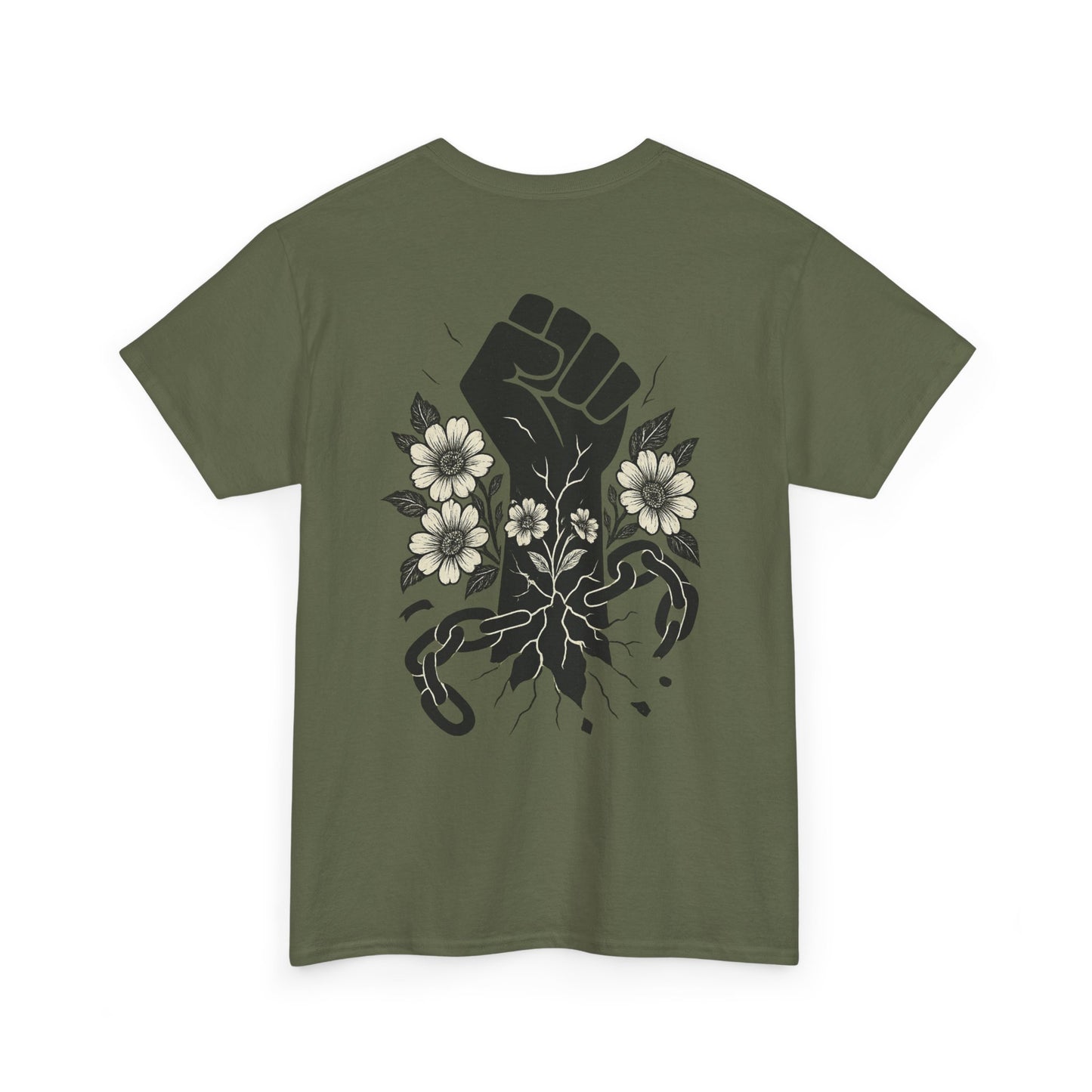 Empowering Statement Tee: Unisex Heavy Cotton Shirt, Protest Wear, Floral Design, Comfortable Casual Top, Activism Apparel