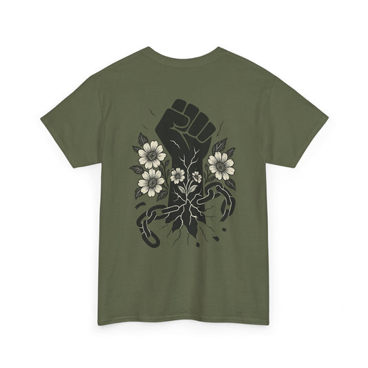 Empowering Statement Tee: Unisex Heavy Cotton Shirt, Protest Wear, Floral Design, Comfortable Casual Top, Activism Apparel