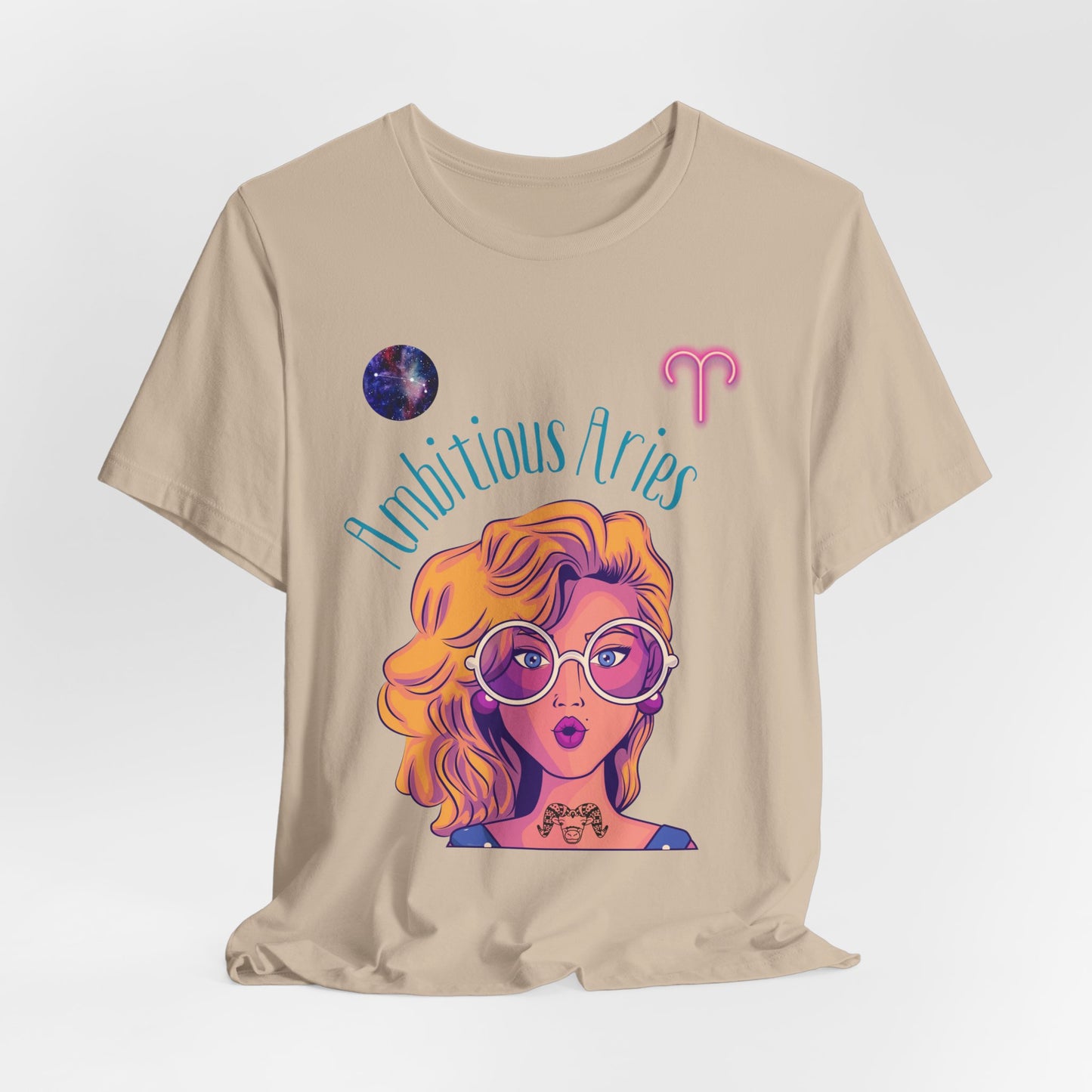 Ambitious Aries Zodiac Short Sleeve T-Shirt: Astrology Gift for Women