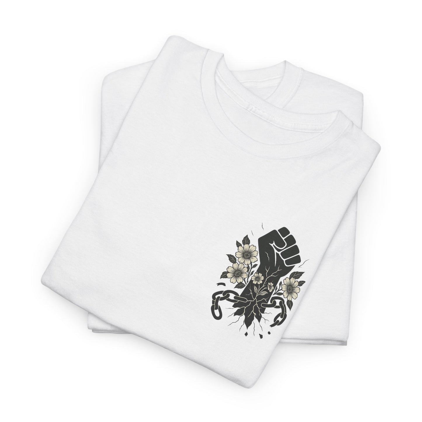Empowering Statement Tee: Unisex Heavy Cotton Shirt, Protest Wear, Floral Design, Comfortable Casual Top, Activism Apparel