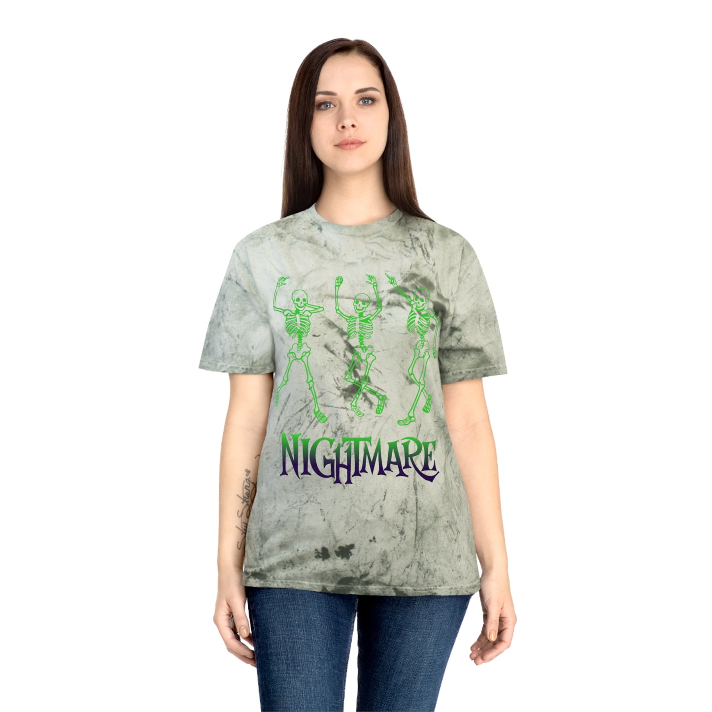 Unisex Skeleton Dance T-Shirt, Tie-Dye Tee, Halloween Apparel, Spooky Fashion, Casual Wear, Unique Gift