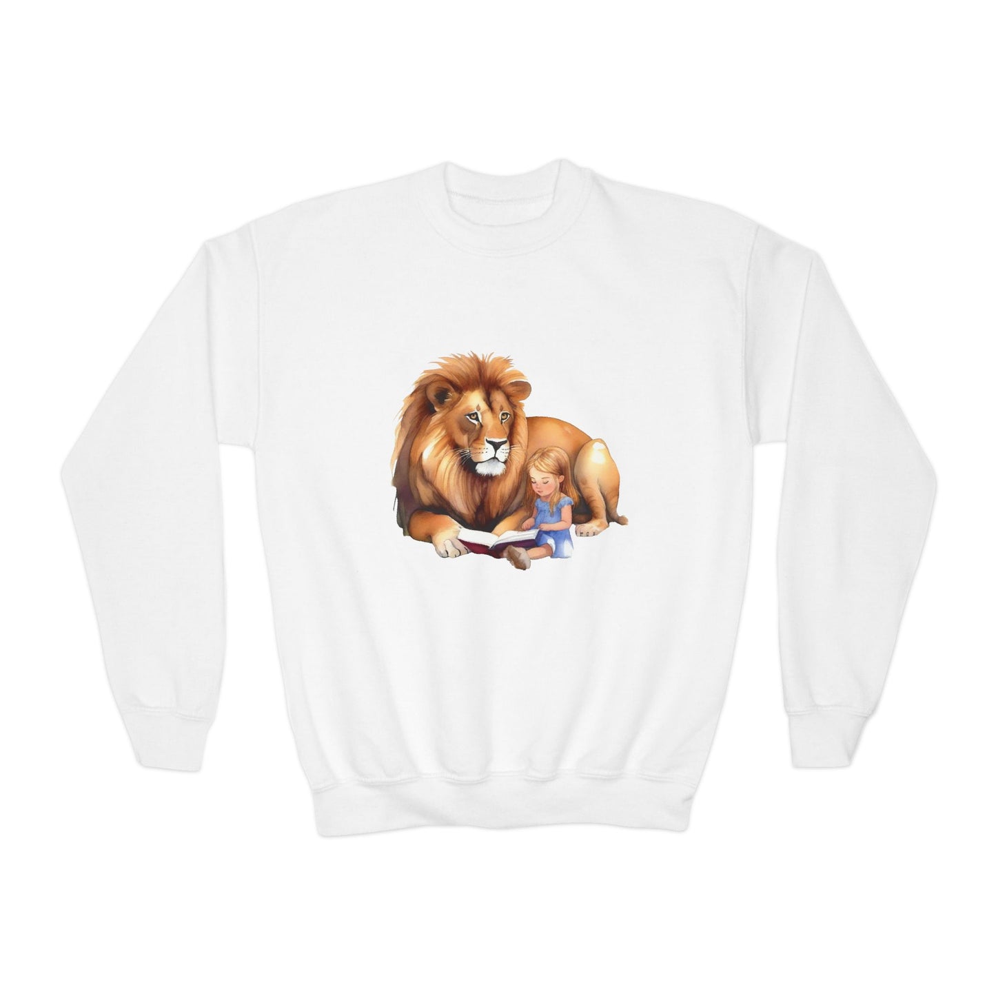Youth Crewneck Sweatshirt featuring a Lion and Child, Animal Lovers Gift, Kids Sweatshirt, Fun Adventure Apparel, Perfect [...]