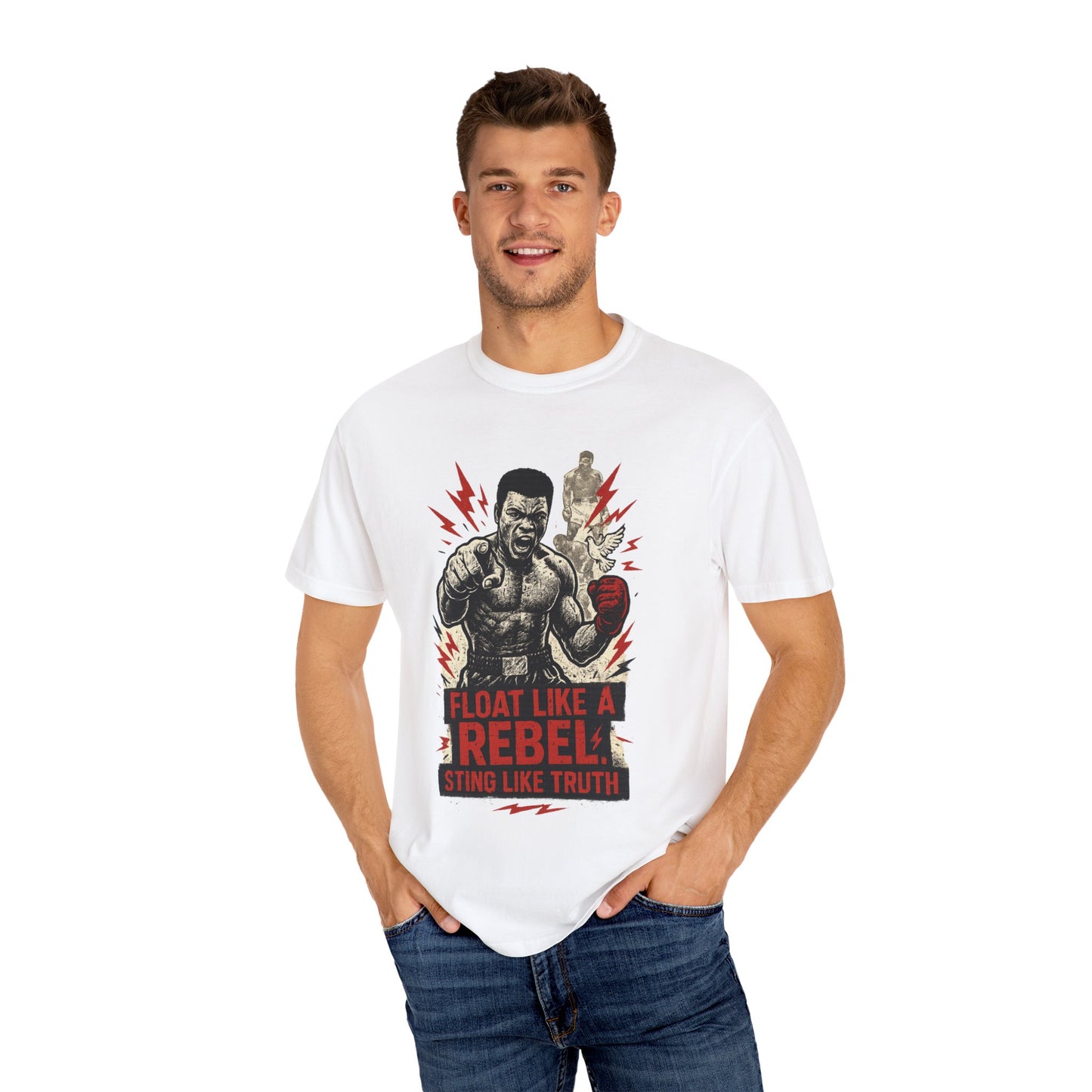 Rebel Spirit T-Shirt, Muhammad Ali Shirt, Gift for Fighters, Motivational Tee for Boxing Fans, Unisex Casual Wear, Sports Enthusiast Shirt