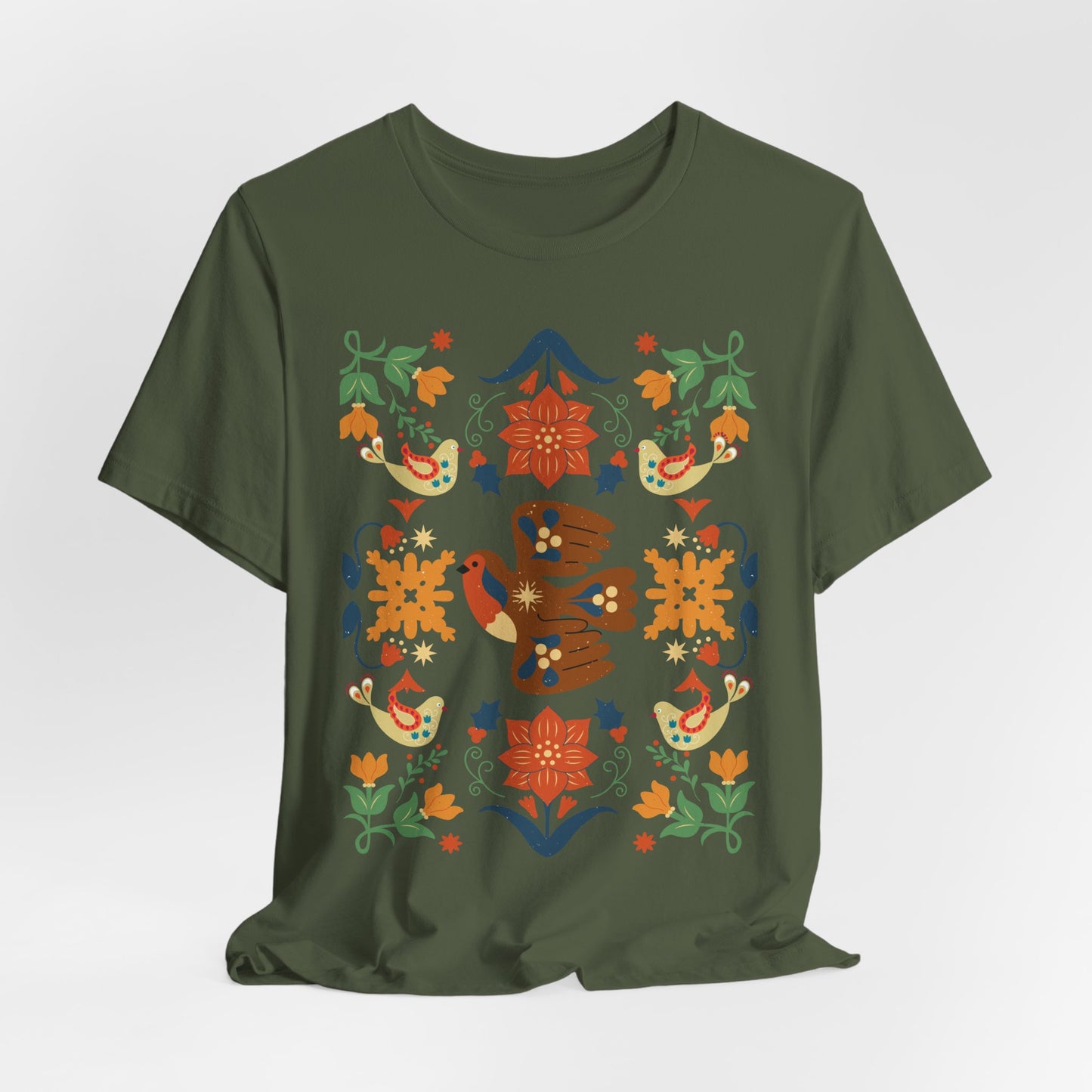 Bohemian Nature Tee: Botanical Bird Print | Vintage Earthy Aesthetic, Bohemian Style T-Shirt, Unique Gift for Any Occasion