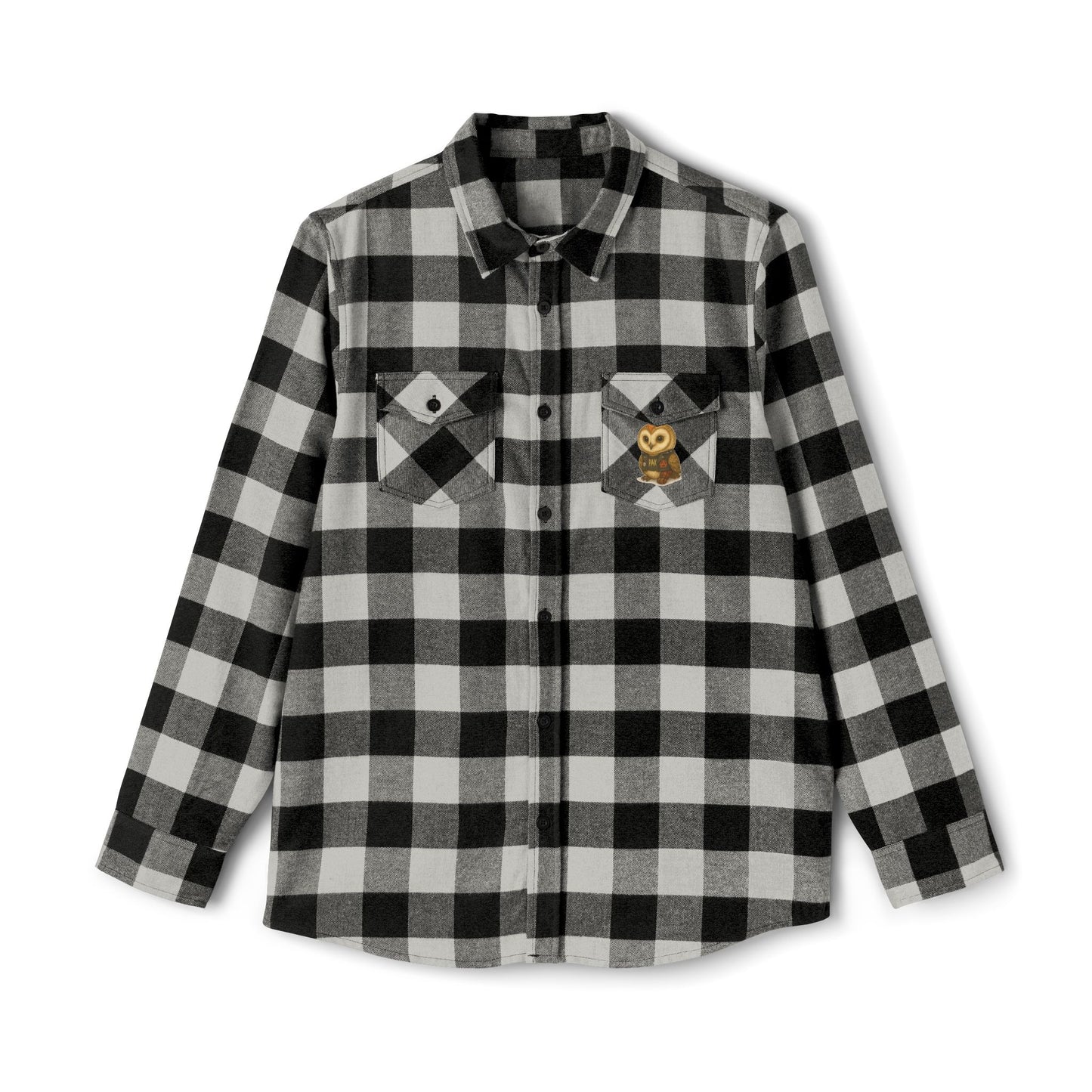 Flannel Shirt with Punk Plush Owl Design | Fall Fashion, Gift for Her, Cabin Vibes, Layering Essential
