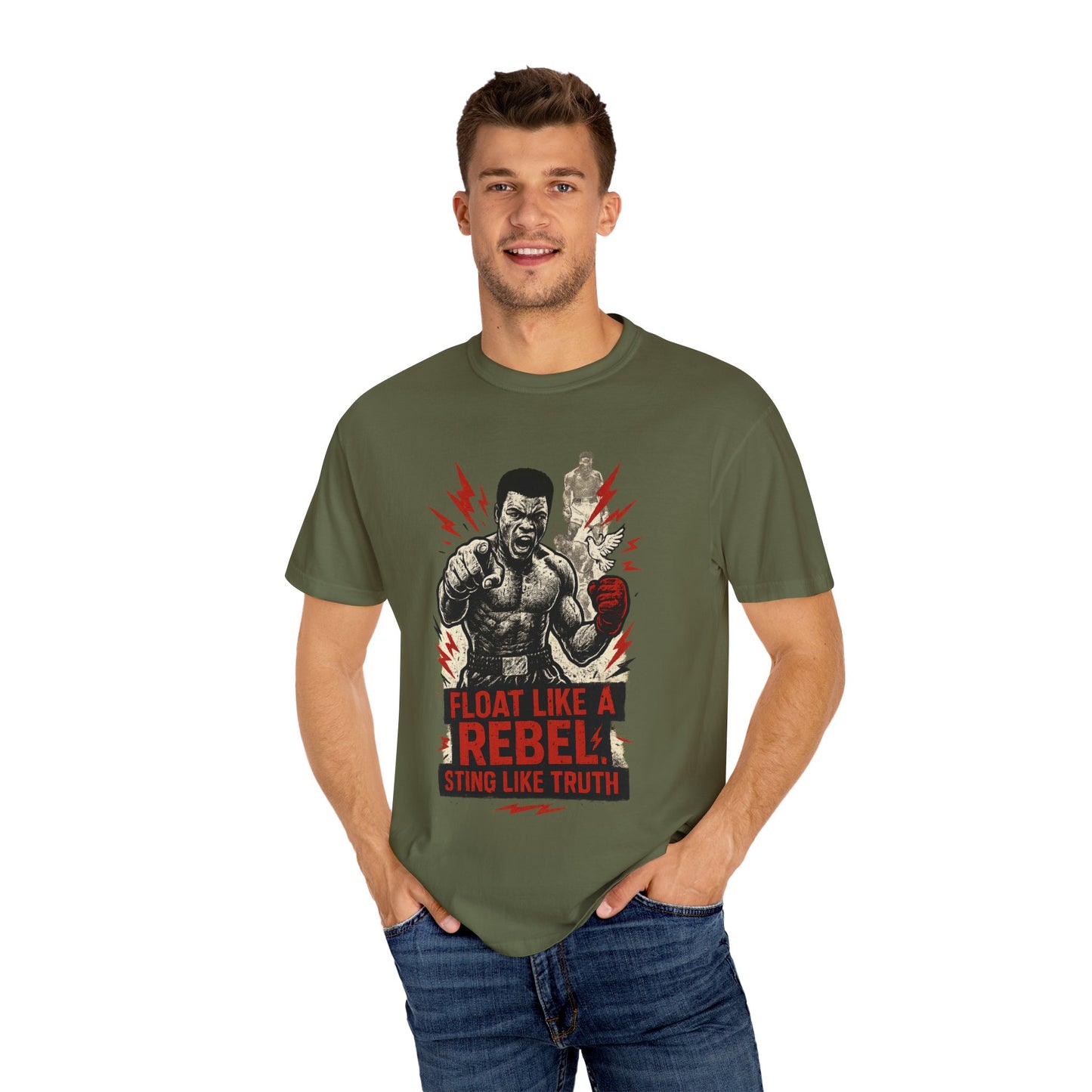 Rebel Spirit T-Shirt, Muhammad Ali Shirt, Gift for Fighters, Motivational Tee for Boxing Fans, Unisex Casual Wear, Sports Enthusiast Shirt