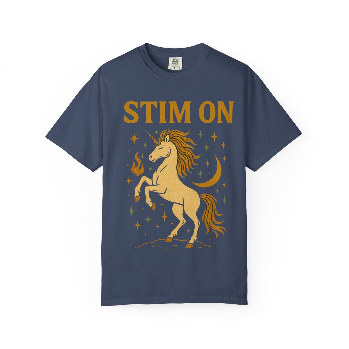 Unisex Garment-Dyed T-Shirt with 'Stim On' Unicorn Design | Fun Casual Wear, Unique Gift, Summer Fashion, Birthday Present, Relaxed Style