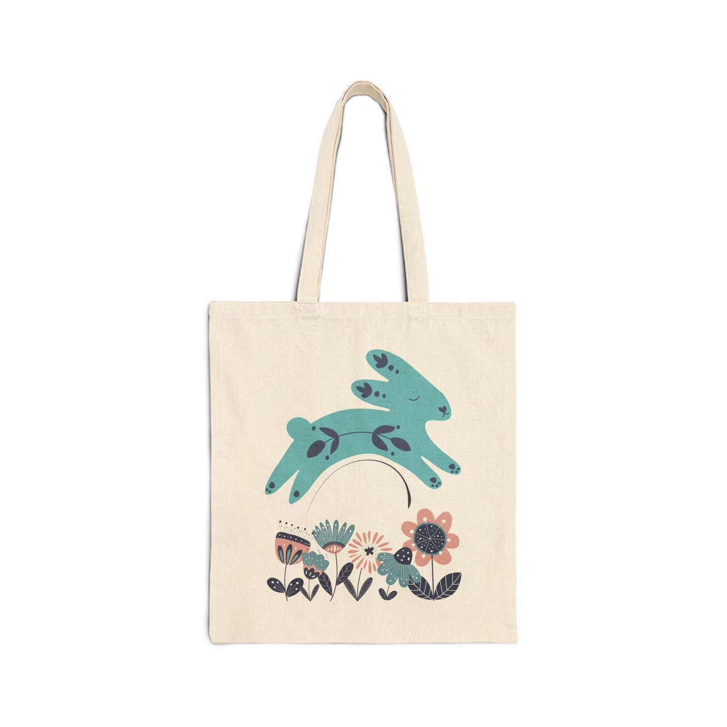 Whimsical Bunny Floral Tote Bag, Eco-Friendly Shopping Bag, Cute Gift for Nature Lovers, Pastel Art Canvas Bag, Easter Decor
