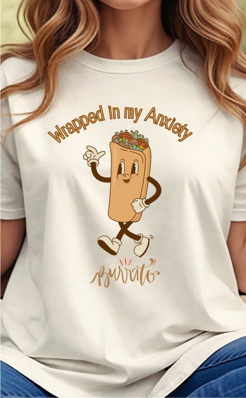 Anxiety Awareness tee-Wrapped In My Anxiety Burrito Women's Lightweight T-Shirt Designed for mental health professionals, therapists, advocates