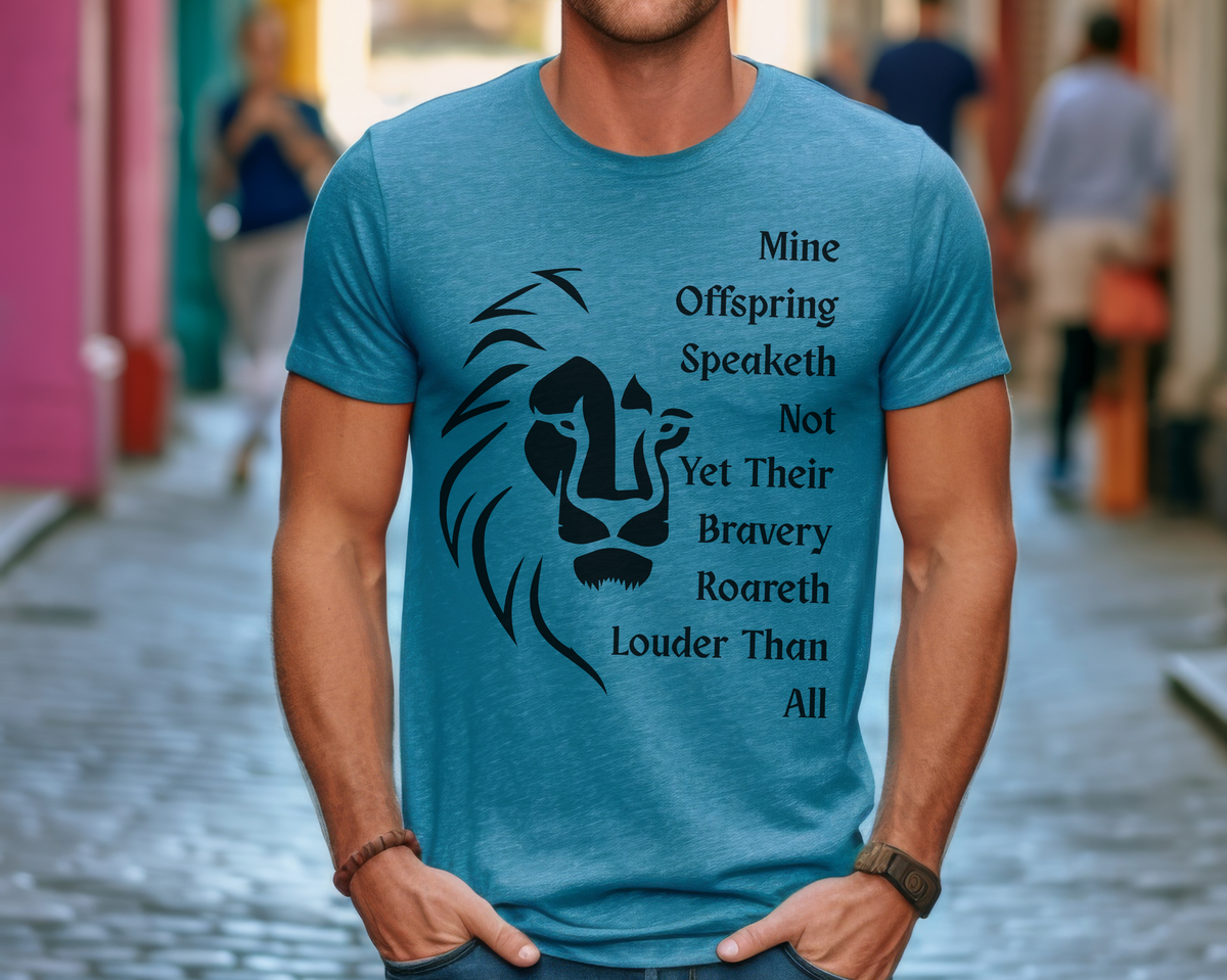 Medieval Lion Dad Shirt: Bravery Roareth - Special Needs Advocacy Heavyweight Tee