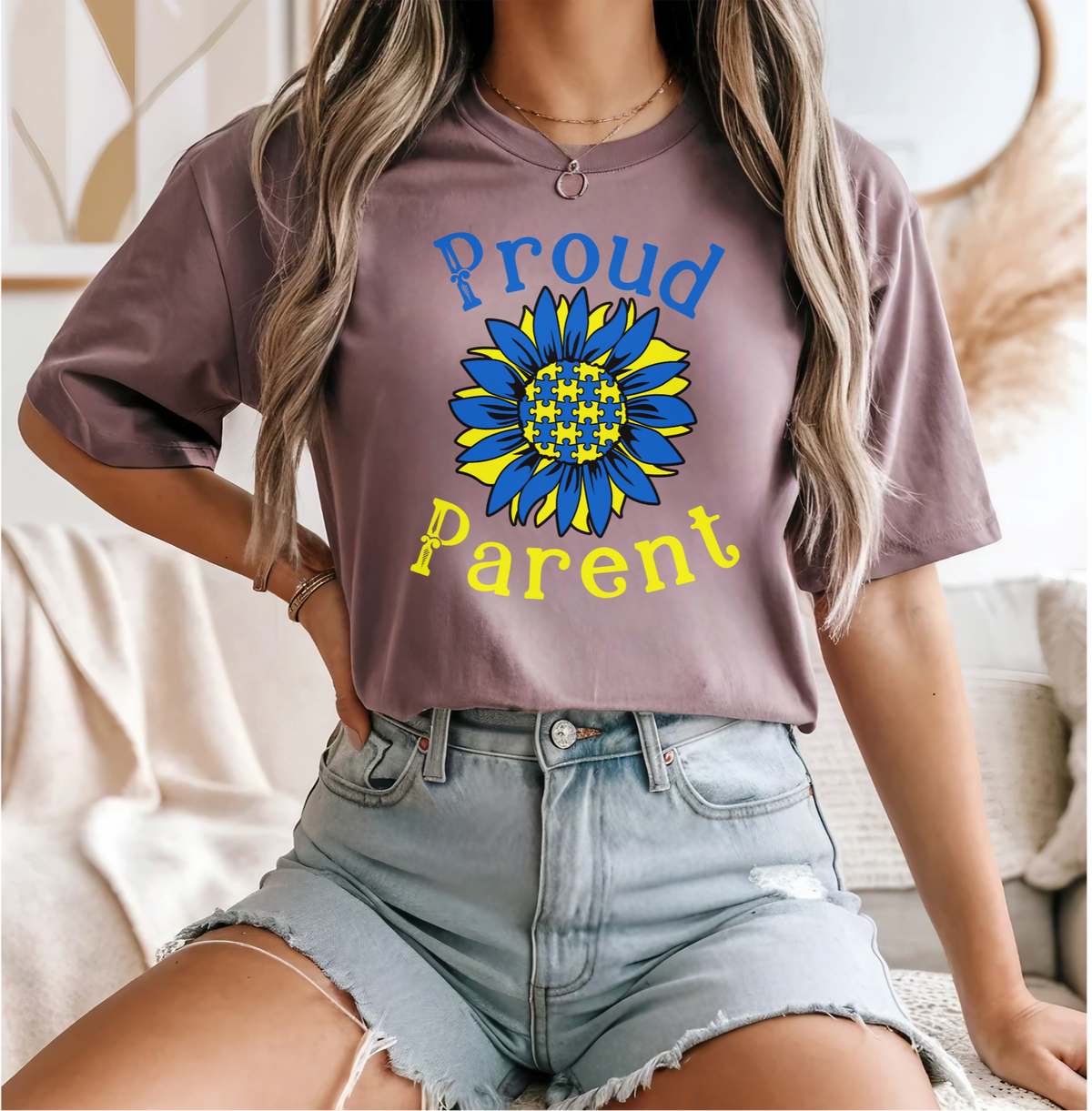 Proud Parent Women's Lightweight T-Shirt- a beautiful symbol of love, growth, and neurodiversity.