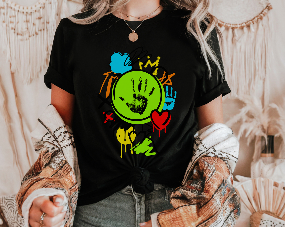 Autism Awareness-Abstract Art hand print Women's Lightweight T-Shirt