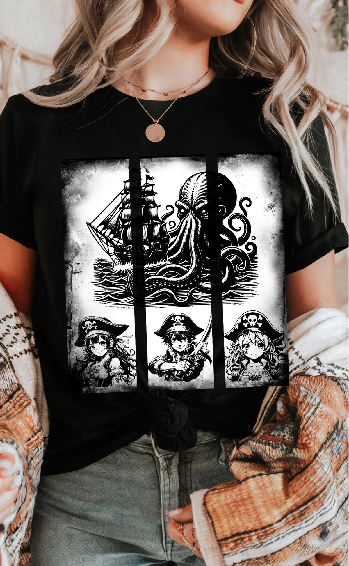 Anime Pirates Women’s Lightweight T-Shirt-this tee delivers major style with a rebellious edge