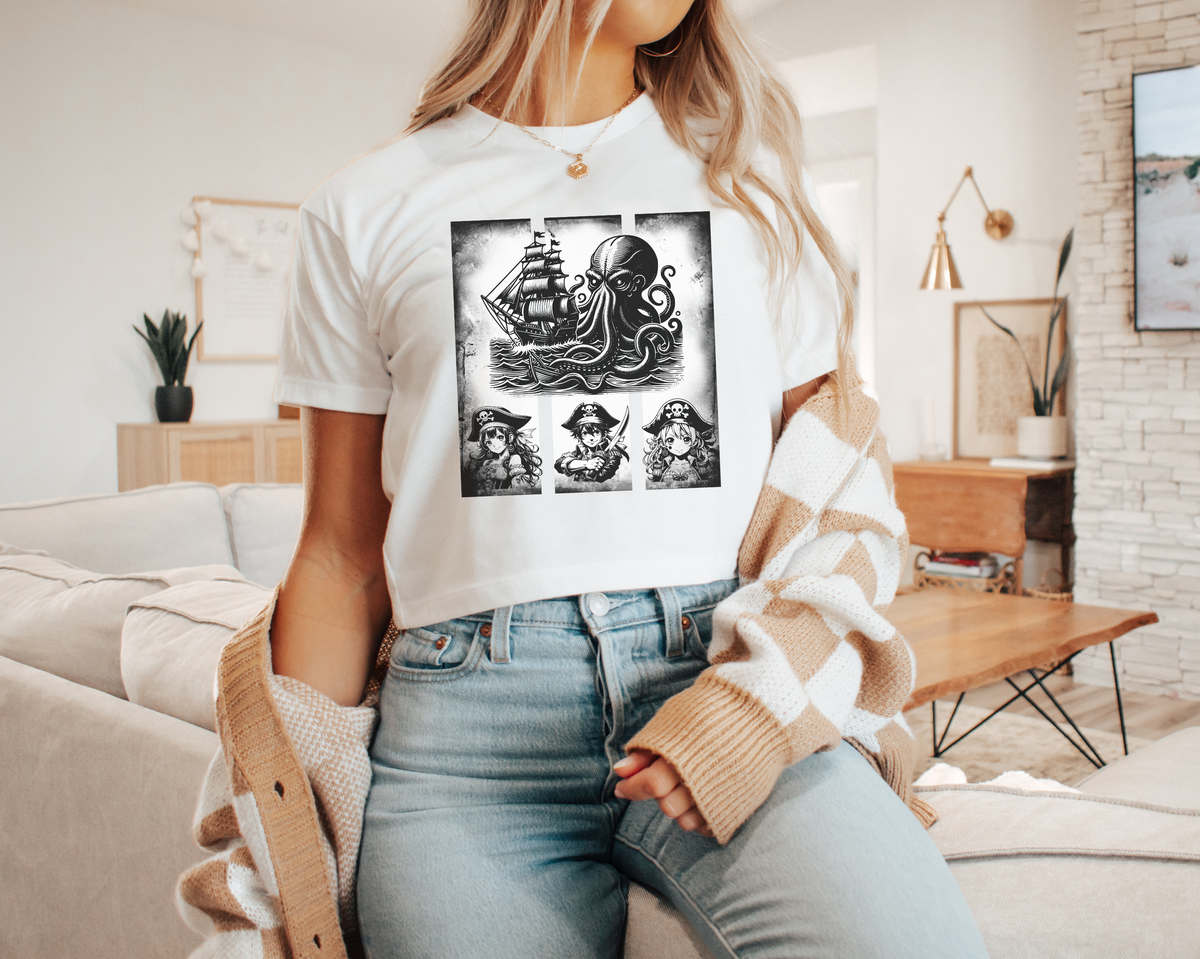 Anime Pirates Women’s crop top  Inspired by the wild spirit of your favorite anime crews, this top is made for rebels, dreamers, and rule-breakers who chart their own course.