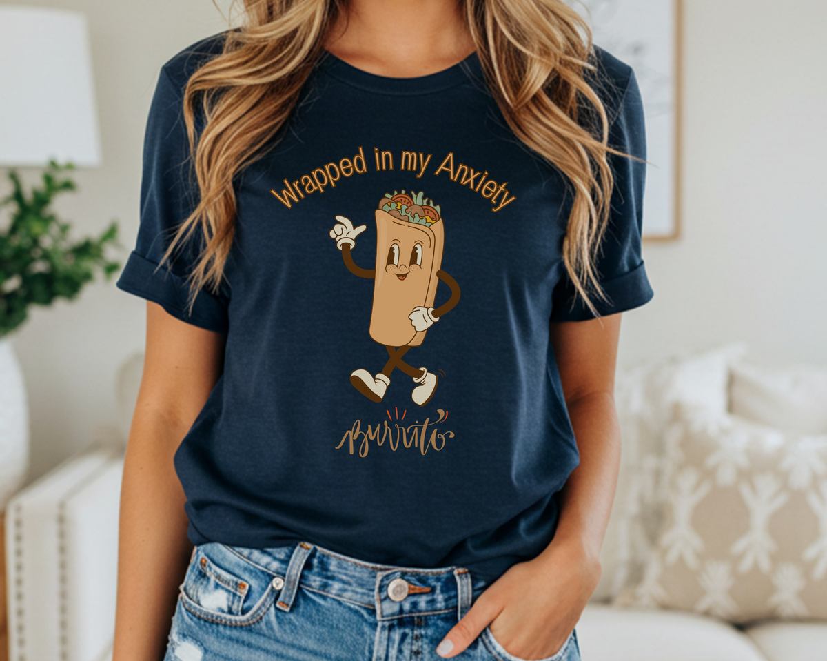 Wrapped In My Anxiety Burrito Youth Short Sleeve T-Shirt-a playful way to express those anxious moments with a little self-awareness and a lot of style