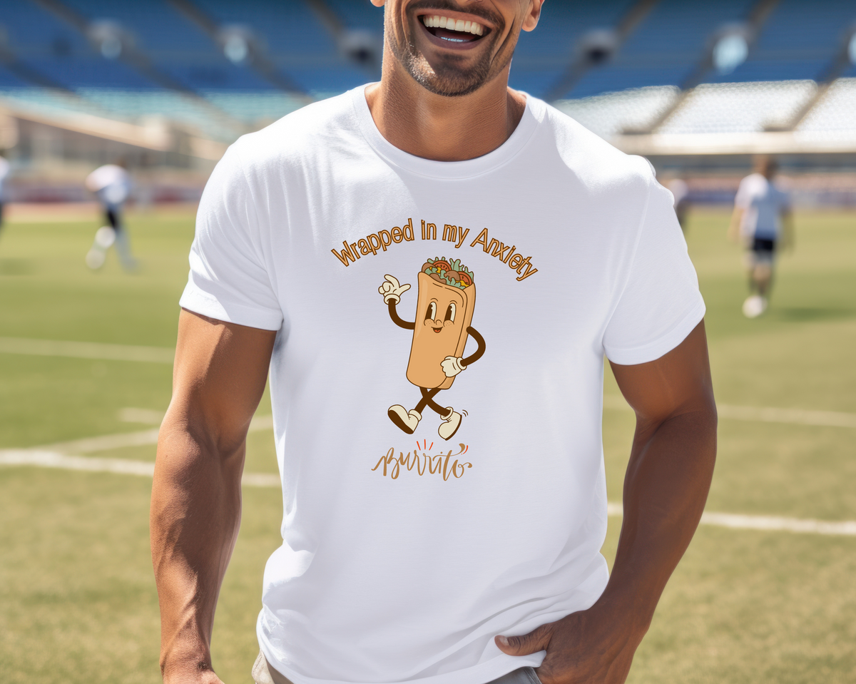 Wrapped In An Anxiety Burrito Lightweight Soft Men's T-Shirt, RBT, BCBA, Behavioral Therapy, Anxiety Awareness