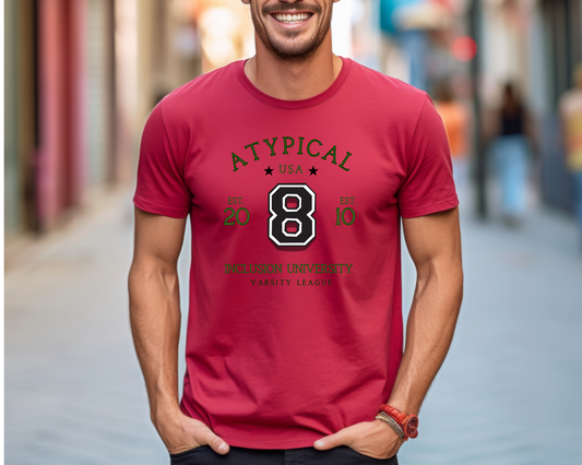 Atypical University Lightweight Men's T-Shirt  Designed for thinkers who don’t fit the mold, this shirt is a tongue-in-cheek twist on traditional college spirit wear.
