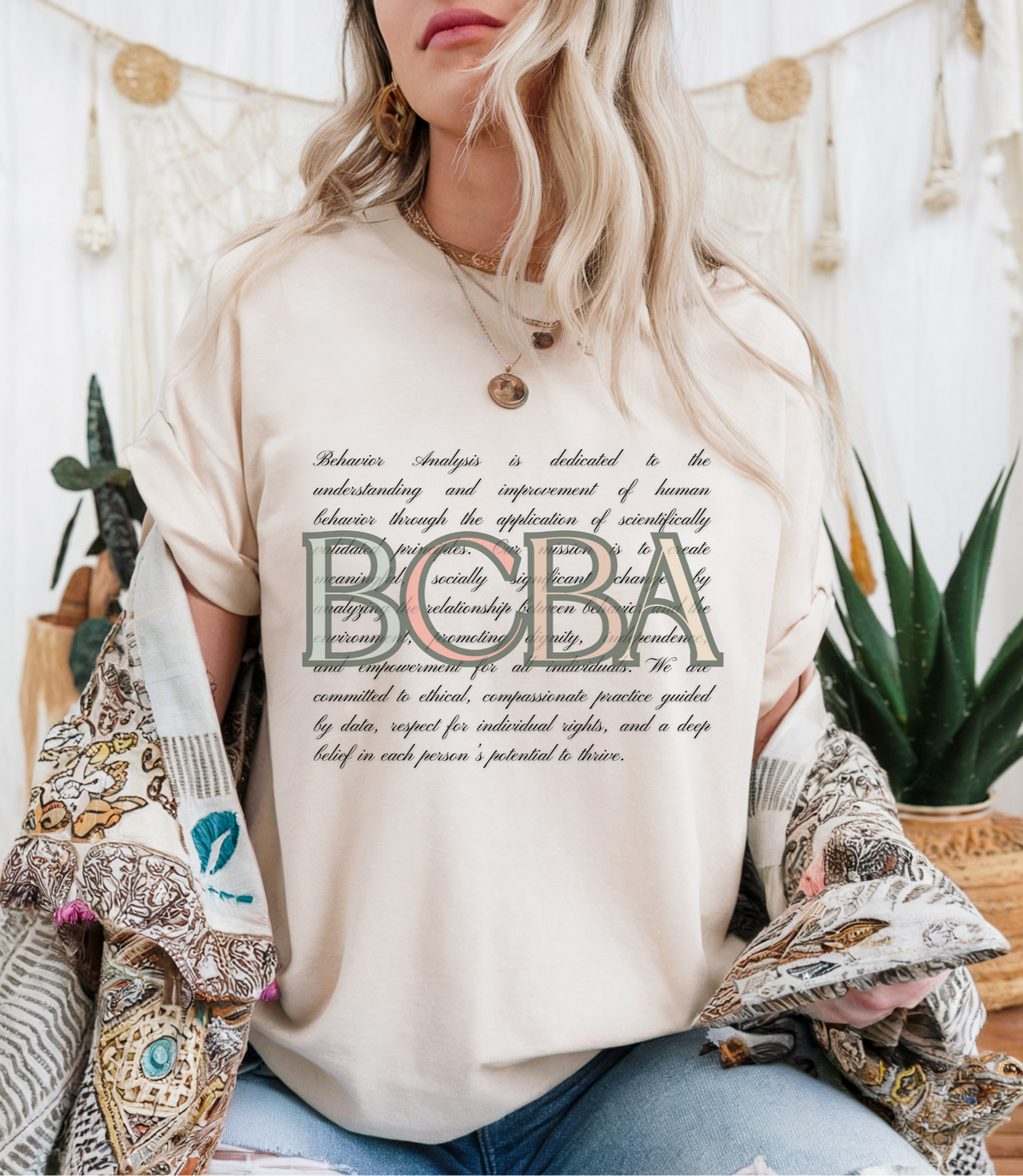 BCBA With Mission Statement Women's Behavioral Professional Lightweight Short-Sleeve T-Shirt