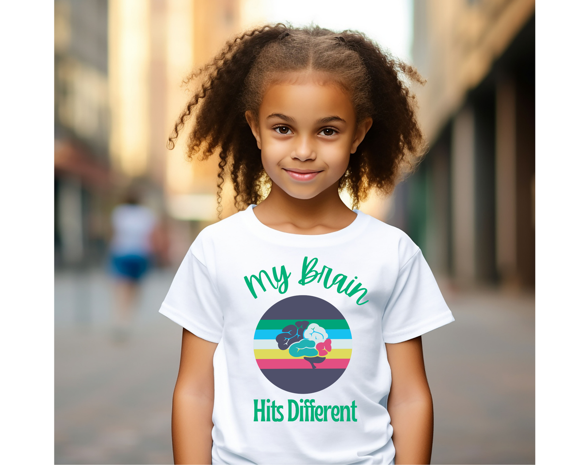 My Brain Hits Different Kids Lightweight T-Shirt-made for the brilliantly unique minds that see the world their own way.