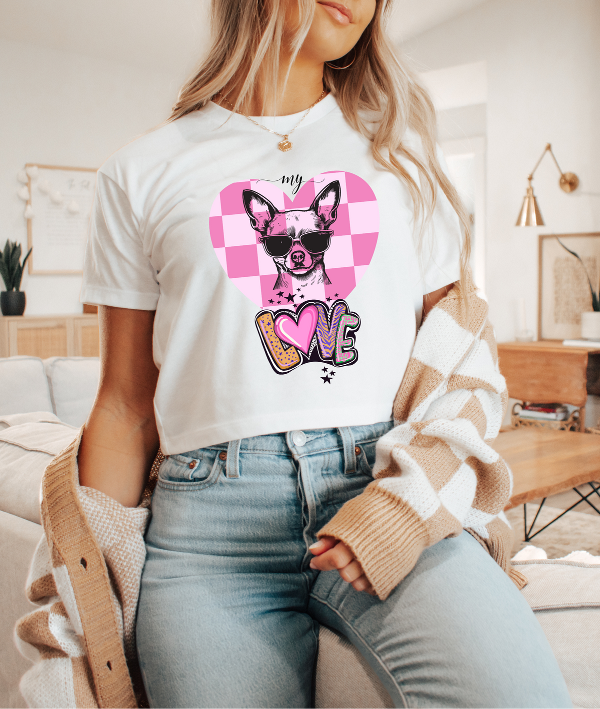 Chihuahua Dog Mom Love Crop Top for Women - Perfect Gift for Dog Moms and Teen Pet Lovers