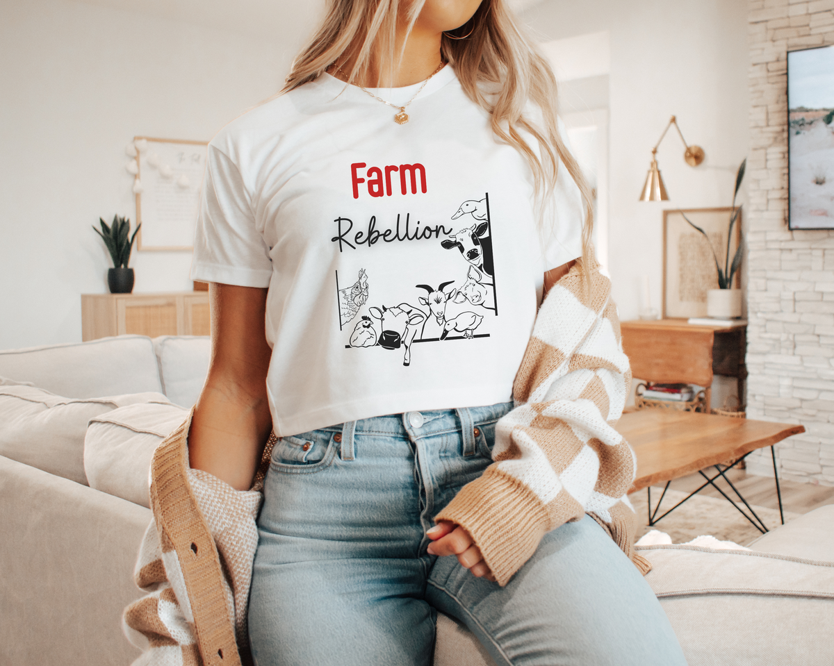Farm Rebellion Women’s crop top. Whether you're neurodivergent, outspoken, or just done with playing by the rules, this edgy crop serves up rural roots with punk energy
