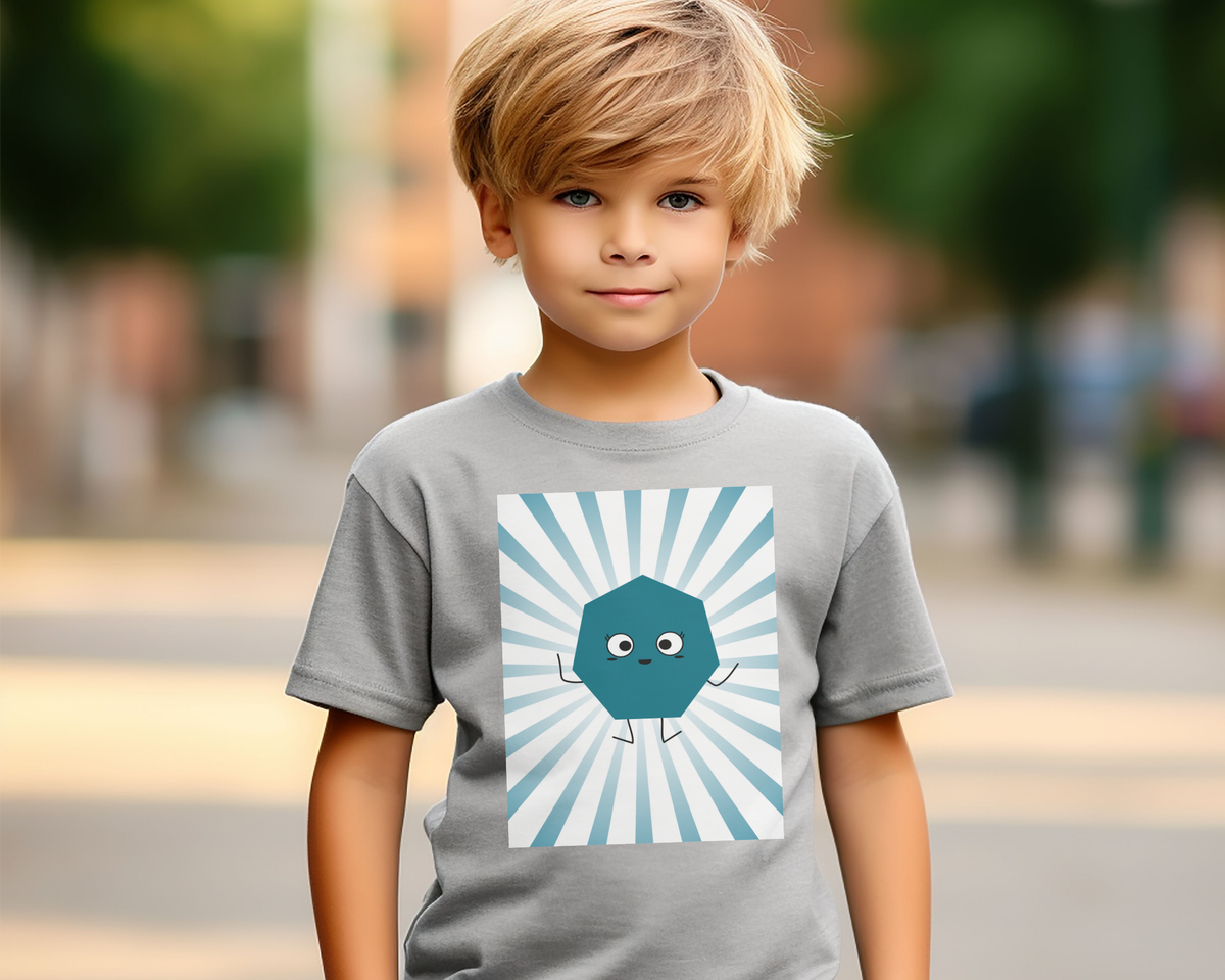 Heptagon Shape Character Design Kids Lightweight T-Shirt, perfect for kids who see the world a little differently—and love it that way
