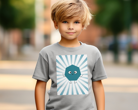 Heptagon Shape Character Design Kids Lightweight T-Shirt, perfect for kids who see the world a little differently—and love it that way