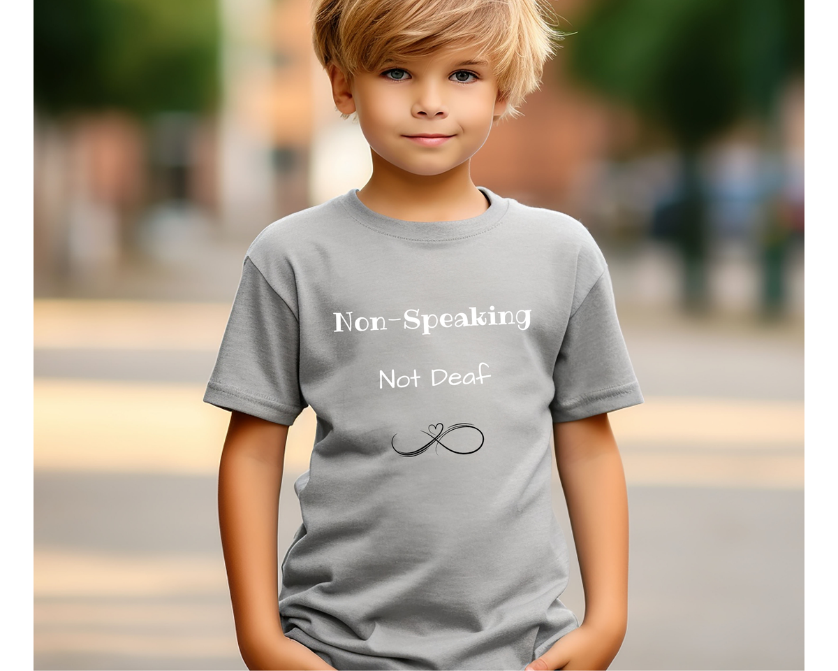 Non-Speaking Not Deaf Kids Lightweight T-Shirt  makes a clear, powerful statement for autism awareness and communication inclusion.