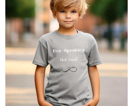 Non-Speaking Not Deaf Kids Lightweight T-Shirt  makes a clear, powerful statement for autism awareness and communication inclusion.