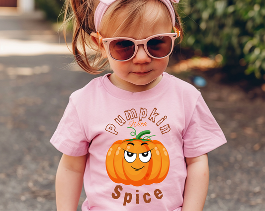 Autumn Toddler Tee: Cute Pumpkin Spice Design, Fall Short Sleeve Shirt for Kids