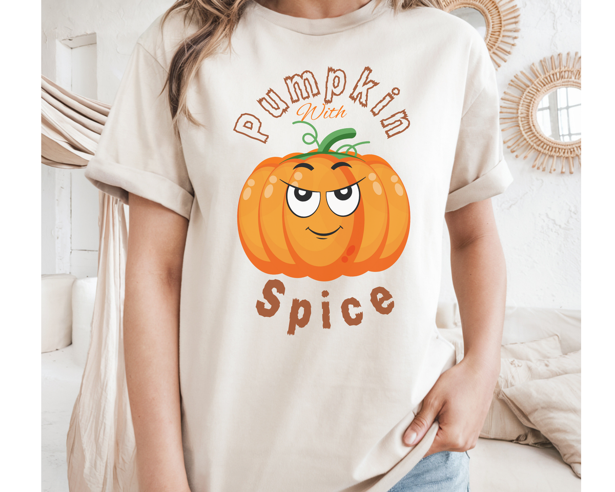 Cute Pumpkin Spice Autumn Shirt: Women's Short Sleeve Tee for Fall Season Lovers