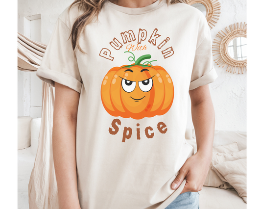 Cute Pumpkin Spice Autumn Shirt: Women's Short Sleeve Tee for Fall Season Lovers