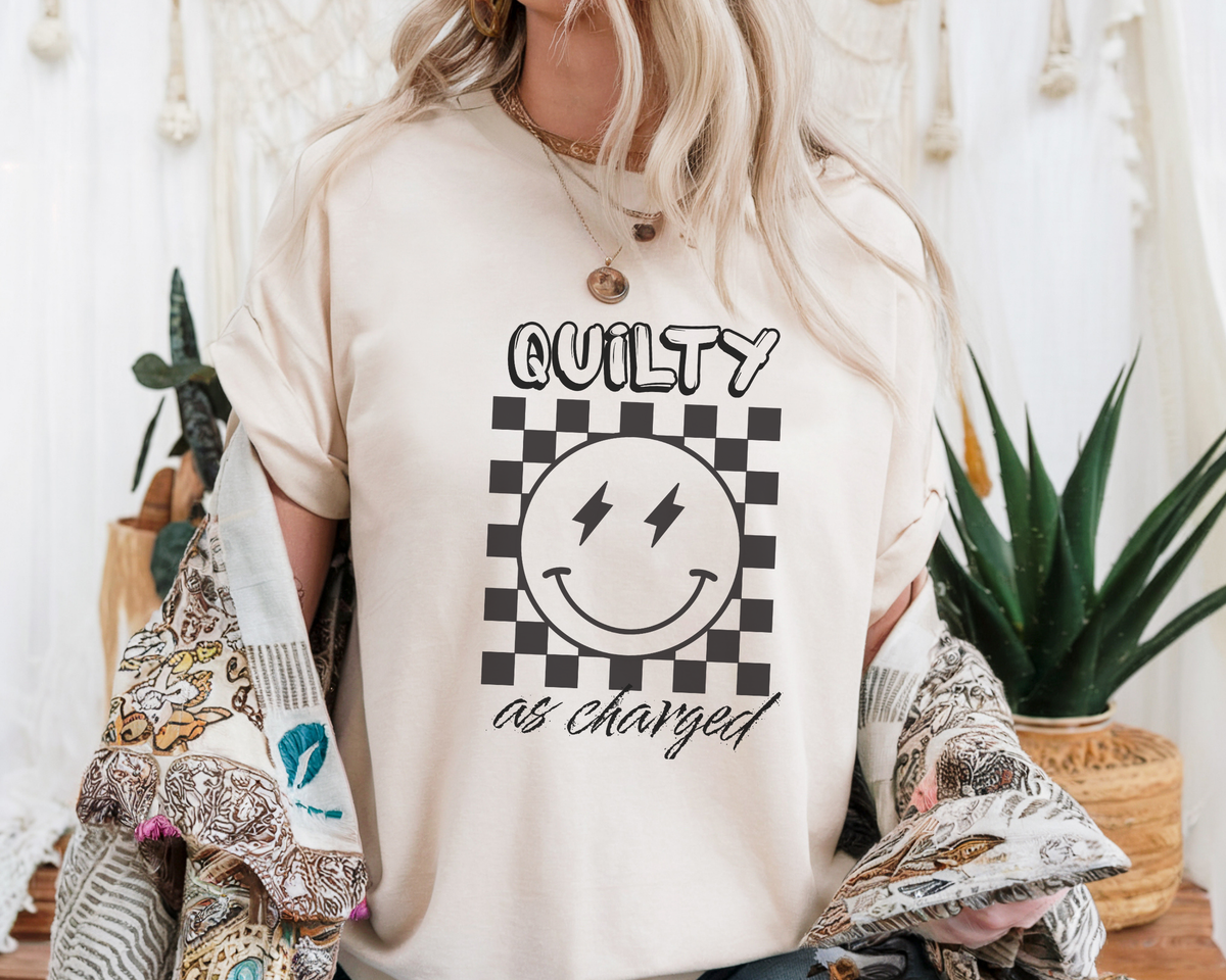 Quilty as Charged: Punny Comfort Colors Garment-Dyed Heavyweight T-Shirt for Sewing Enthusiasts