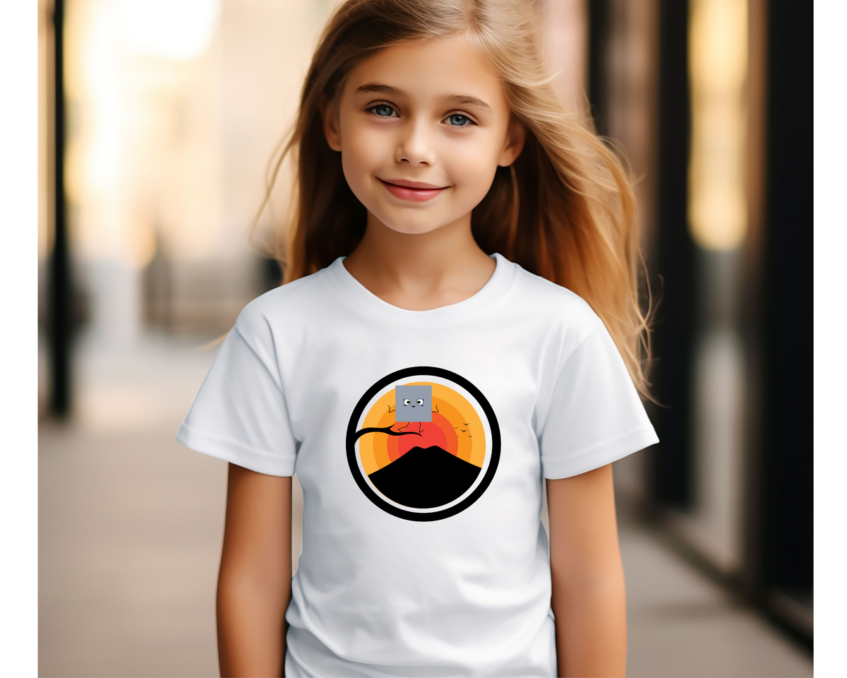 Square Shape Character At Sunset Kids Lightweight T-Shirt Perfect for neurodivergent kids who love visuals, patterns, or just a little whimsy