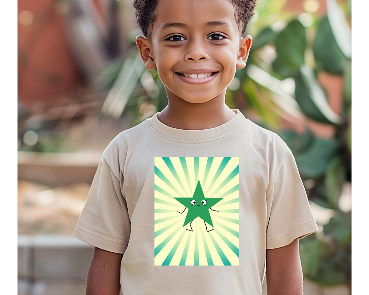 Star Character Kids T-Shirt: Lightweight Shape Design for Children Who Love Geometry