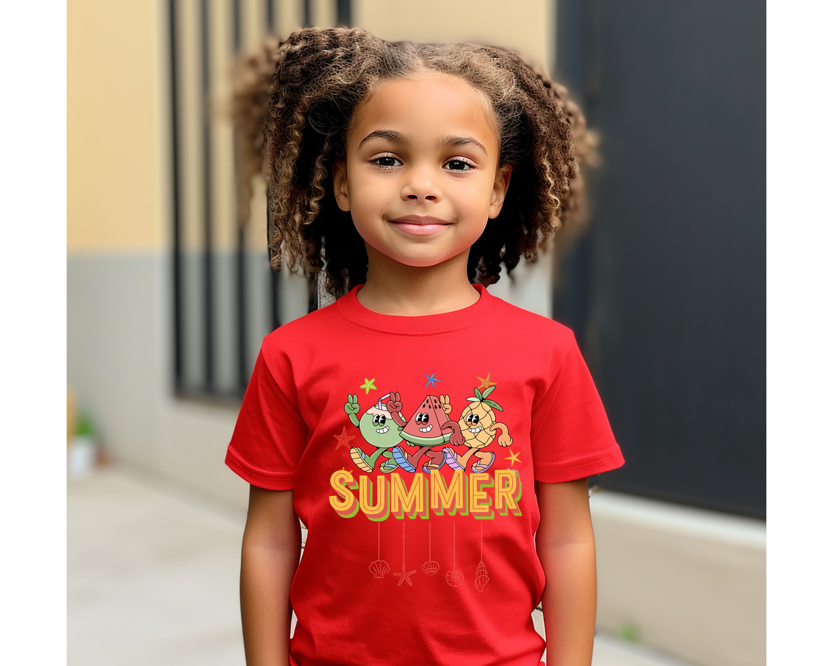 Colorful Fruit Parade Toddler T-Shirt: Fun Summer Tee for Kids, Cute Tropical Design, Cool Comfort